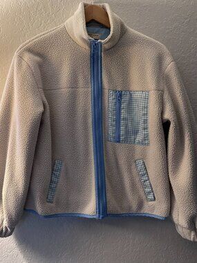 EUC Sandy Liang x Target Fleece Jacket with Gingham Details - Size XS